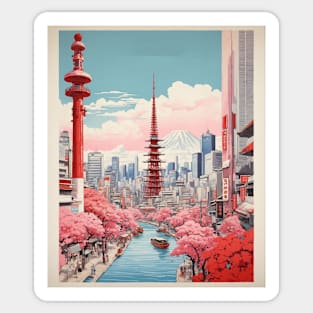 Tokyo River Japan Vintage Poster Tourism Sticker